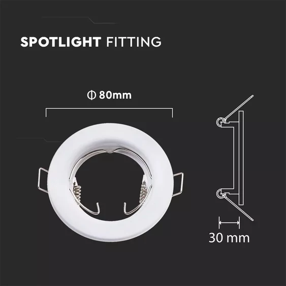 GU10 Round Spotlight Fitting White 2 pcs/box  Ф80