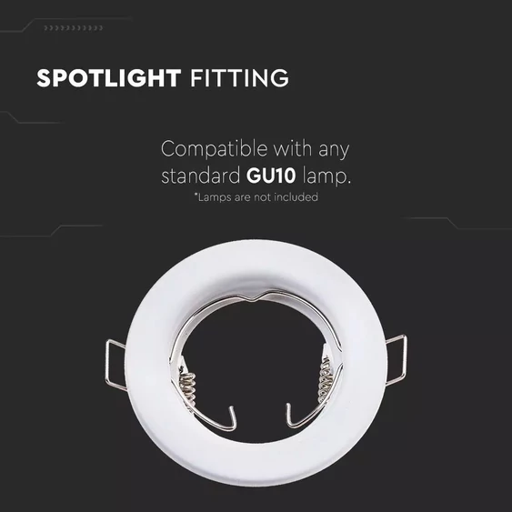 GU10 Round Spotlight Fitting White 2 pcs/box  Ф80