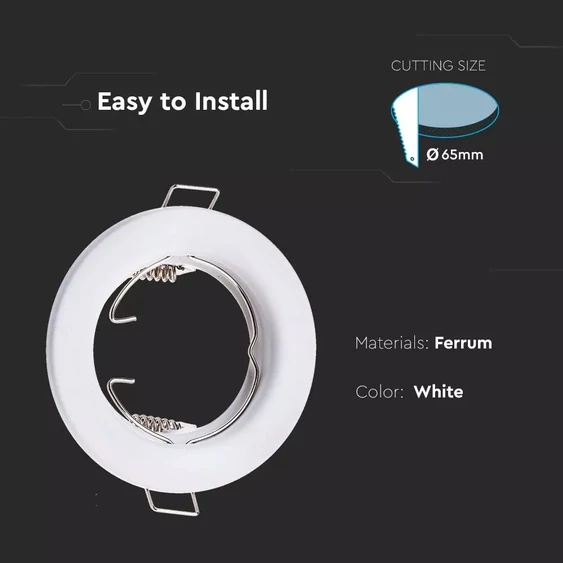 GU10 Round Spotlight Fitting White 2 pcs/box  Ф80