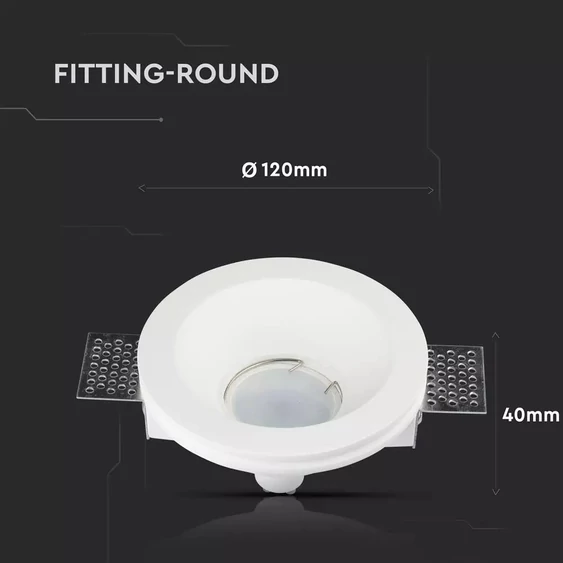 V-TAC GU10 LED spotlámpa keret, fehér fix lámpatest - SKU 3640