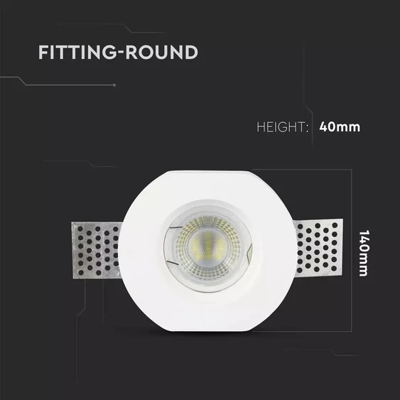 GU10 Fitting Round Gypsum ф100 White