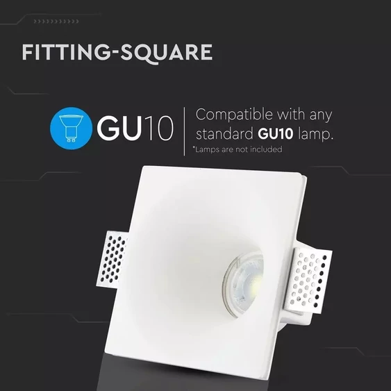 GU10 Fitting Square Gypsum Deep 120x120 White