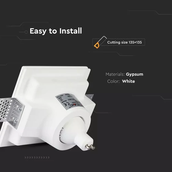 GU10 Fitting Square Gypsum Deep 120x120 White