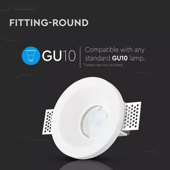 V-TAC GU10 LED spotlámpa keret, fehér fix lámpatest - SKU 3697