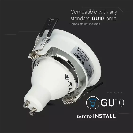 GU10 Fitting White+Chorme Round VT-872