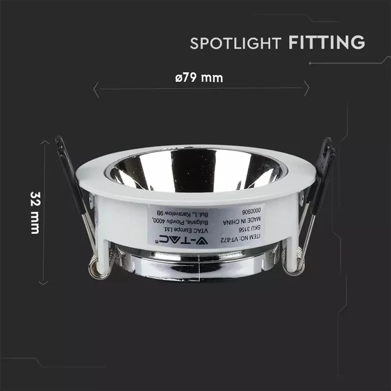 GU10 Fitting White+Chorme Round VT-872