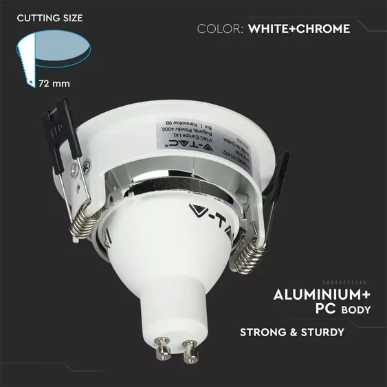 GU10 Fitting White+Chorme Round VT-872