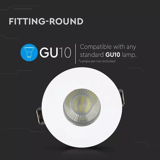 GU10 Fitting White+Chorme Round VT-873