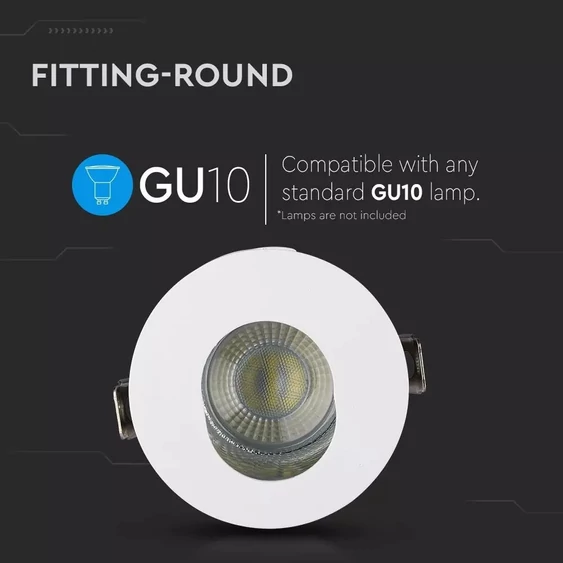 GU10 Fitting White+Chorme Round VT-874