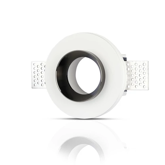 GU10 Fitting Gypsum White Recessed Light With Chrome Metal Round