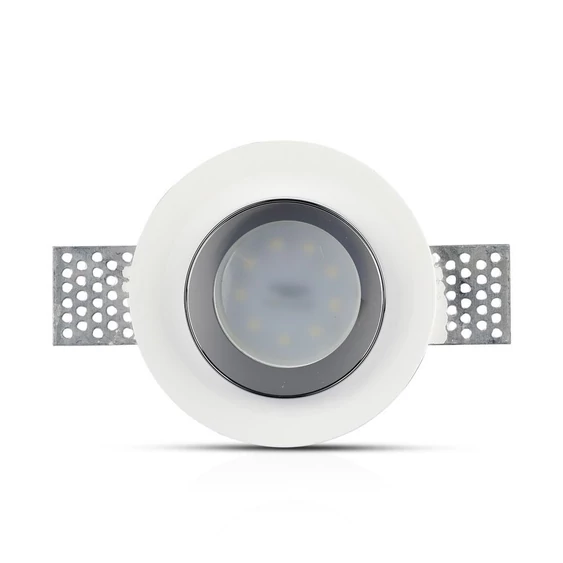 GU10 Fitting Gypsum White Recessed Light With Chrome Metal Round