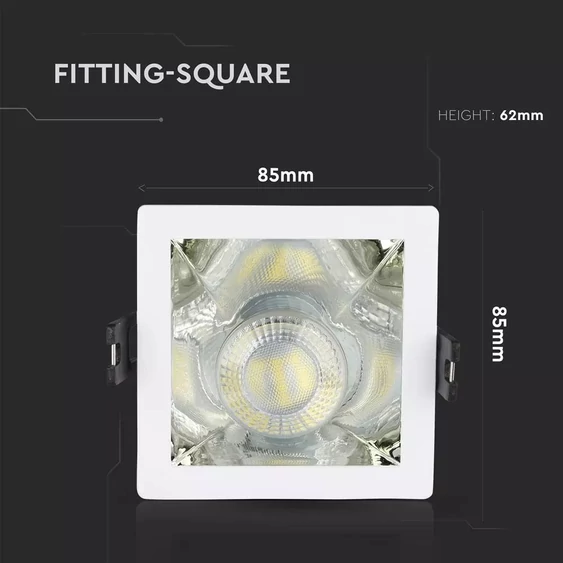 GU10 Fitting White+Chorme Square VT-875