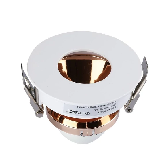 V-TAC GU10 LED spotlámpa keret, fehér+rózsaarany billenthető lámpatest - SKU 3159