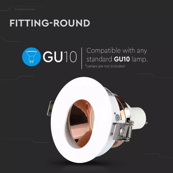 GU10 Fitting White+Rose Gold Round VT-874