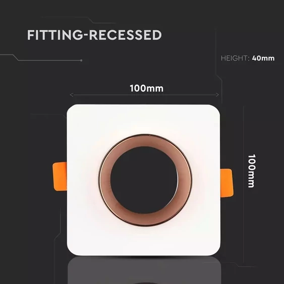 V-TAC GU10 LED spotlámpa keret, fehér+rózsaarany fix lámpatest - SKU 3117