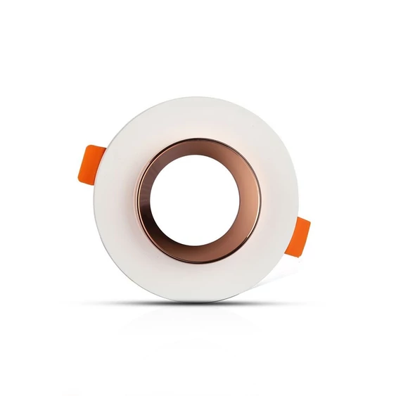 V-TAC GU10 LED spotlámpa keret, fehér+rózsaarany fix lámpatest - SKU 3123