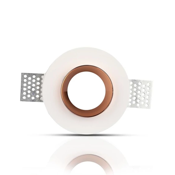 GU10 Fitting Gypsum White Recessed Light With Rose Gold  Metal Round