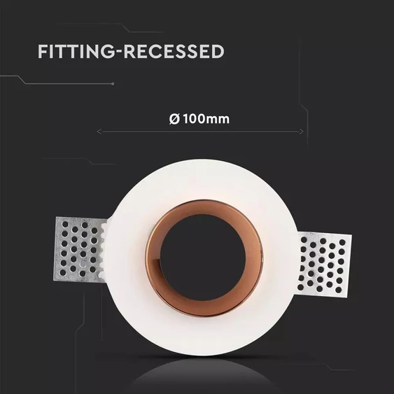 GU10 Fitting Gypsum White Recessed Light With Rose Gold  Metal Round