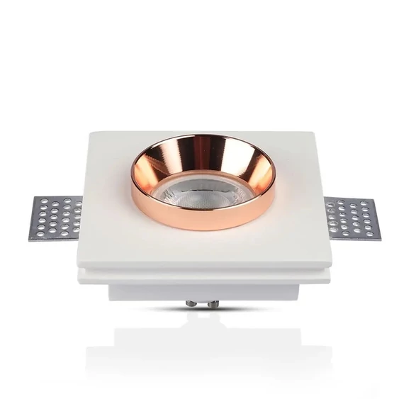 GU10 Fitting Gypsum White Recessed Light With Rose Gold Metal Square