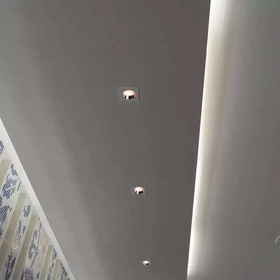 GU10 Fitting Gypsum White Recessed Light With Rose Gold Metal Square