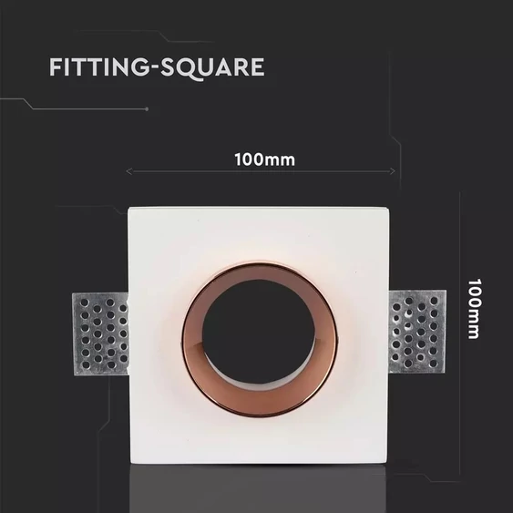 GU10 Fitting Gypsum White Recessed Light With Rose Gold Metal Square