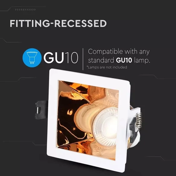 GU10 Fitting White+Rose Gold Square VT-875