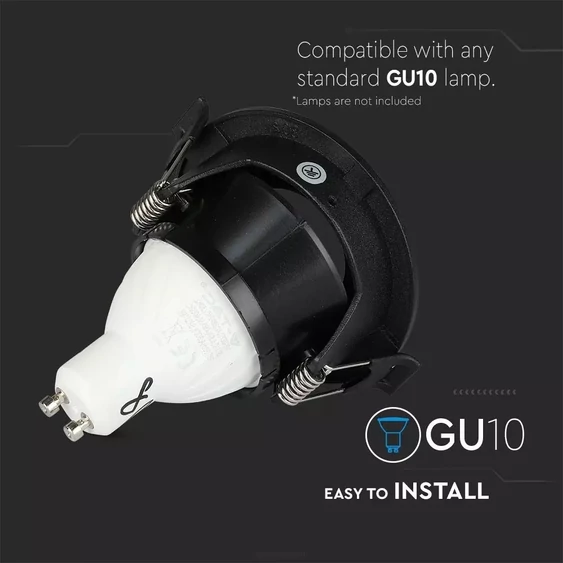 GU10 Fitting Black + Black Round