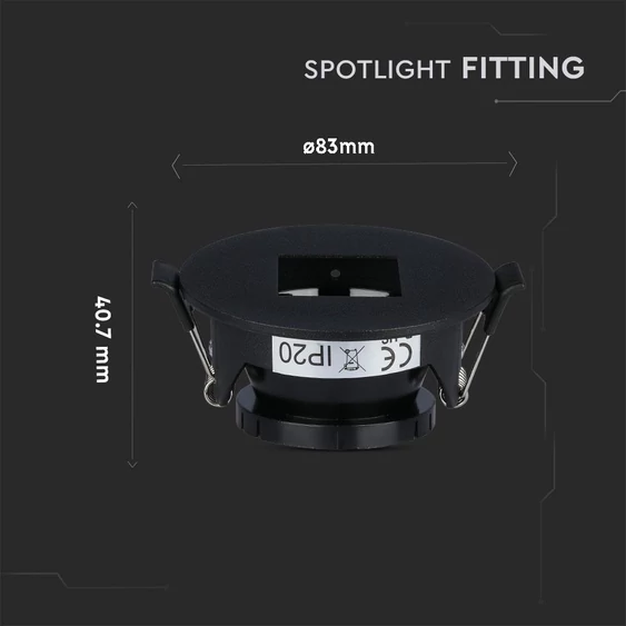 GU10 Fitting Square Black + Black