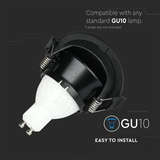 GU10 Fitting Half Circle Black + Black