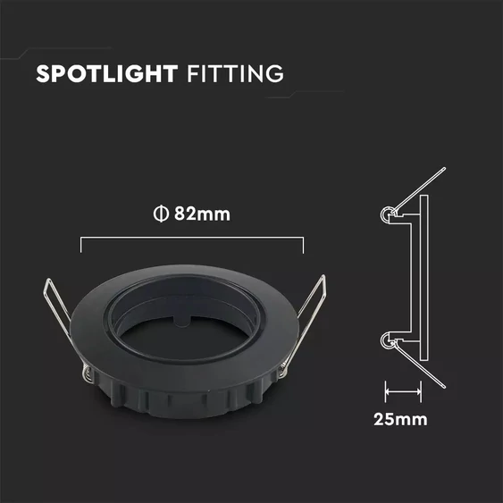 GU10 Fitting Round Movable Black