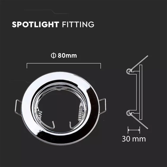 GU10 Round Spotlight Fitting Chrome 2 pcs/box Ф80
