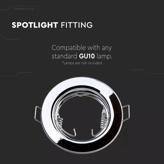 GU10 Round Spotlight Fitting Chrome 2 pcs/box Ф80