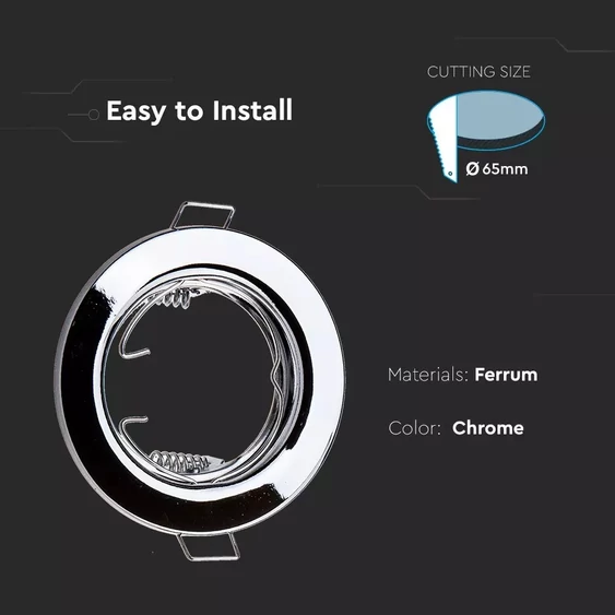 GU10 Round Spotlight Fitting Chrome 2 pcs/box Ф80