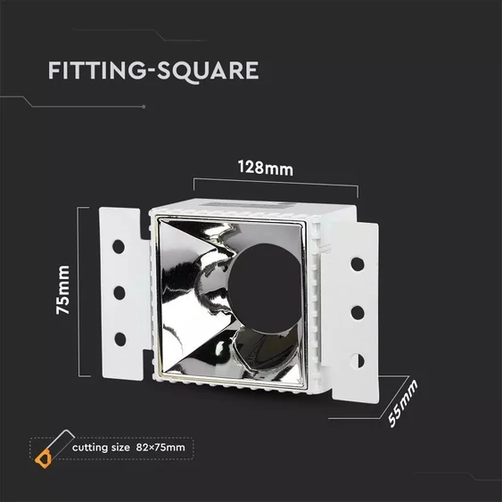 GU10 Fitting Square With White Frame + Chrome Reflector