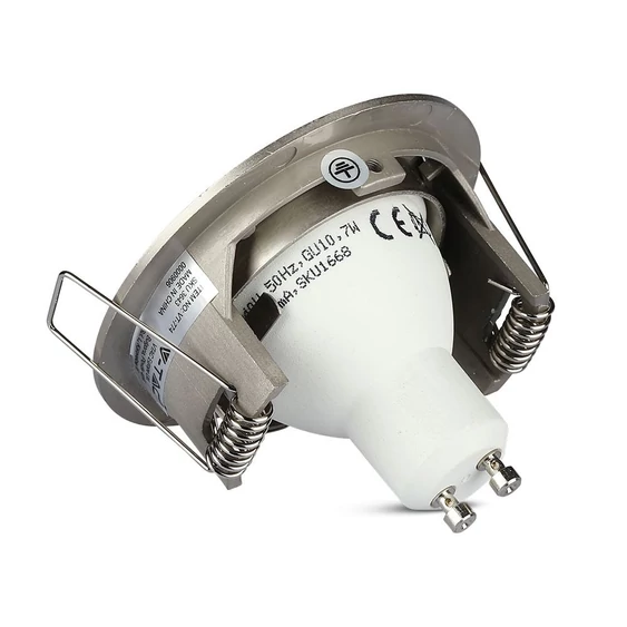 V-TAC Twist-To-Open GU10 LED spotlámpa keret, matt króm fix lámpatest - SKU 3643