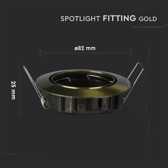 V-TAC GU10 LED spotlámpa keret, arany színű billenthető lámpatest - SKU 8579