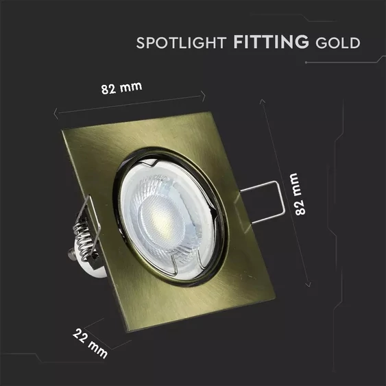 V-TAC GU10 LED spotlámpa keret, sárgaréz színű billenthető lámpatest - SKU 8581