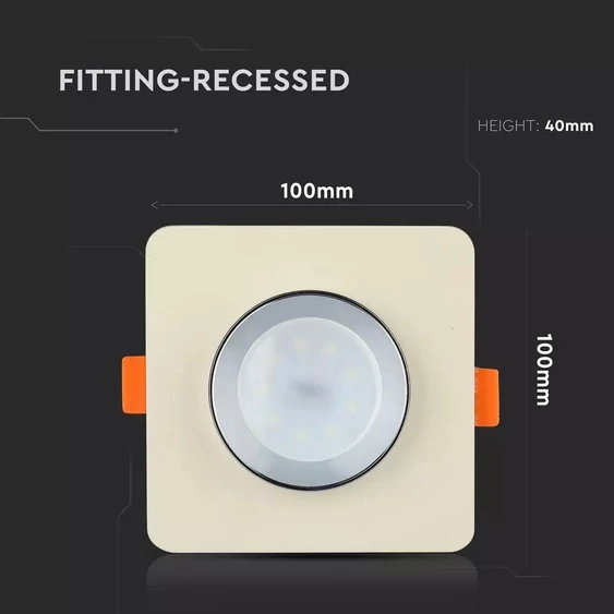 V-TAC GU10 LED spotlámpa keret, törtfehér+króm fix lámpatest - SKU 3122