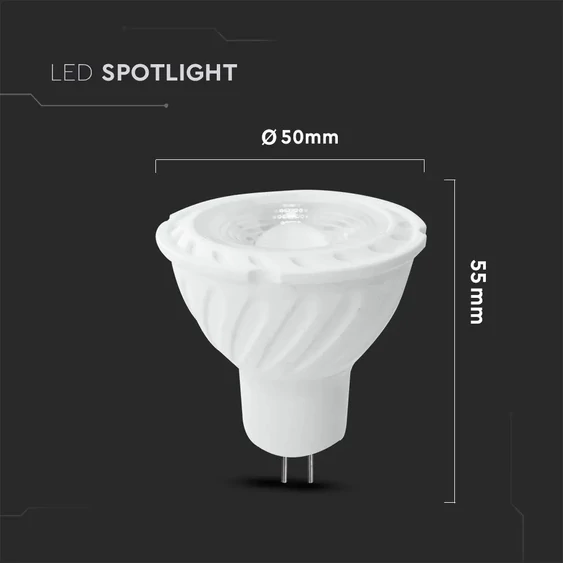 LED Spotlight SAMSUNG CHIP - GU5.3 6.5W MR16 Riple Plastic 38° 6400K