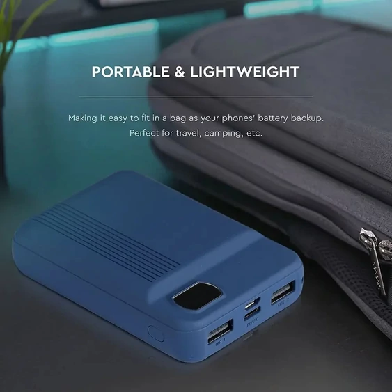 V-TAC kék, 10000mAh powerbank, kijelzővel - SKU 8853