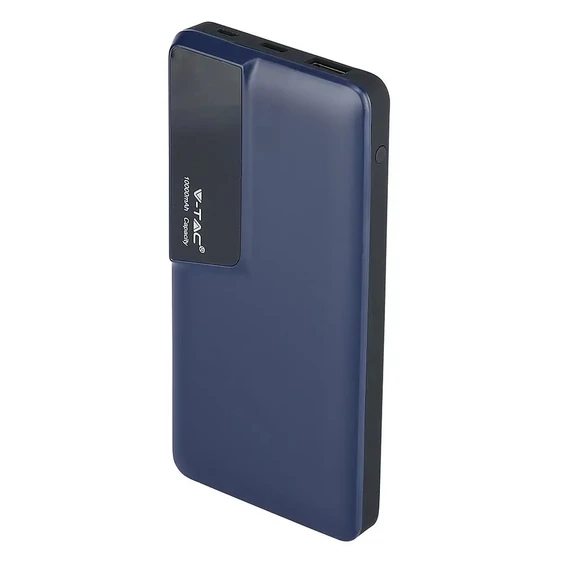 V-TAC kék, 10000mAh powerbank, kijelzővel - SKU 8872