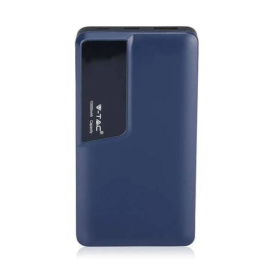 V-TAC kék, 10000mAh powerbank, kijelzővel - SKU 8872