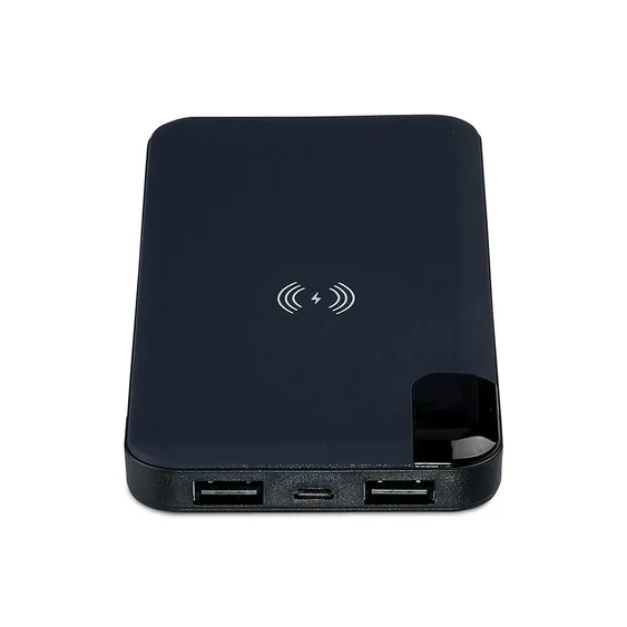 V-TAC kék, 8000mAh powerbank vezeték nélküli töltővel, kijelzővel - SKU 8862