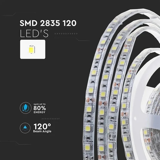 LED Strip SMD2835 - 120 LEDs 24V IP65 6400K  Double PCB 10M Roll