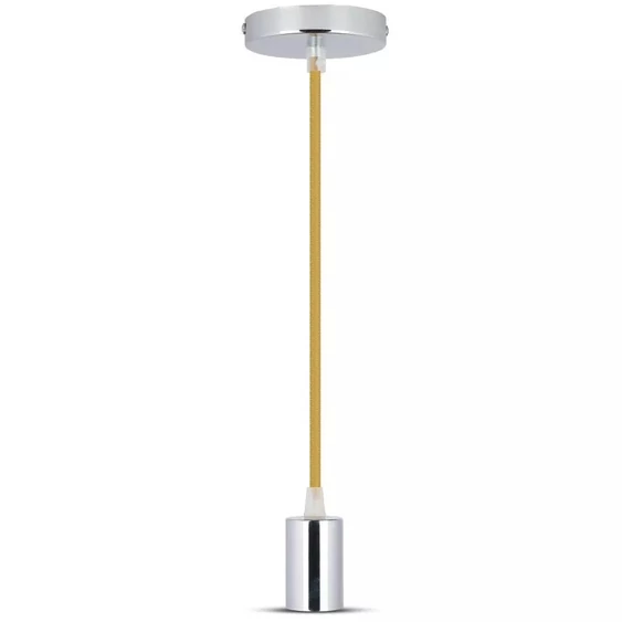 Chrome Metal Cup Pendant Light Beige