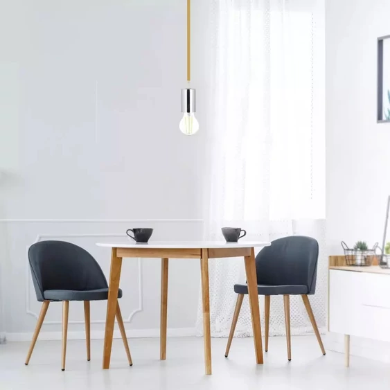 Chrome Metal Cup Pendant Light Beige