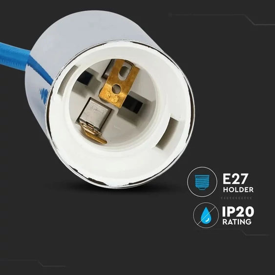 Chrome Metal Cup Pendant Light Blue