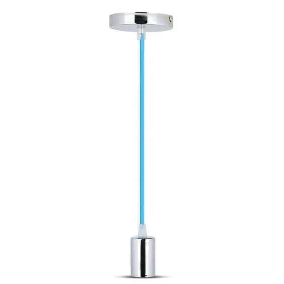 Chrome Metal Cup Pendant Light Blue