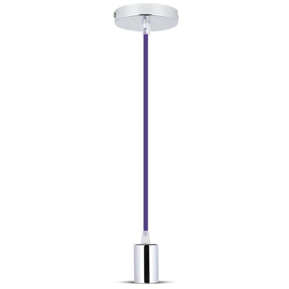 Chrome Metal Cup Pendant Light Purple