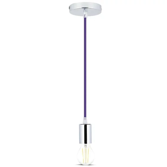 Chrome Metal Cup Pendant Light Purple